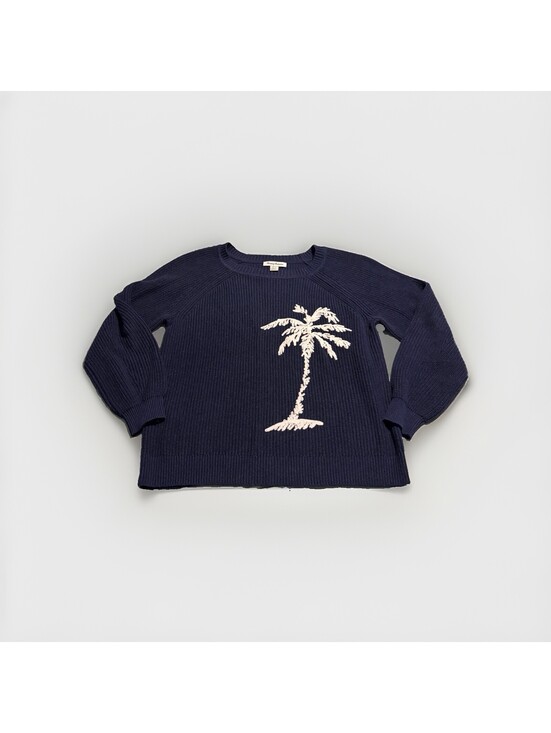 Tommy Bahama Sweaters - Tommy Bahama Navy Palm Tree Sweater Women’s Medium Coastal Beach